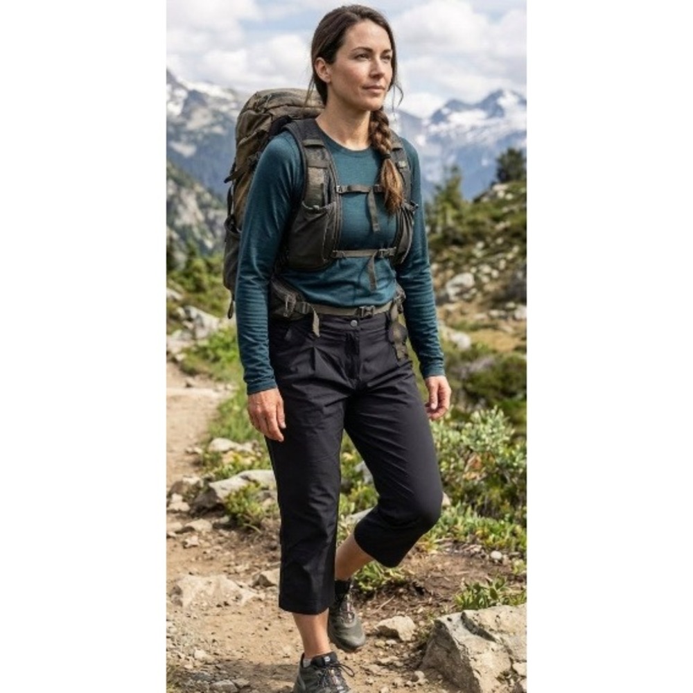 Royal Robbins Womena Black Capri Hiking Travel Pants 16 Lightweight Outdoor SPF